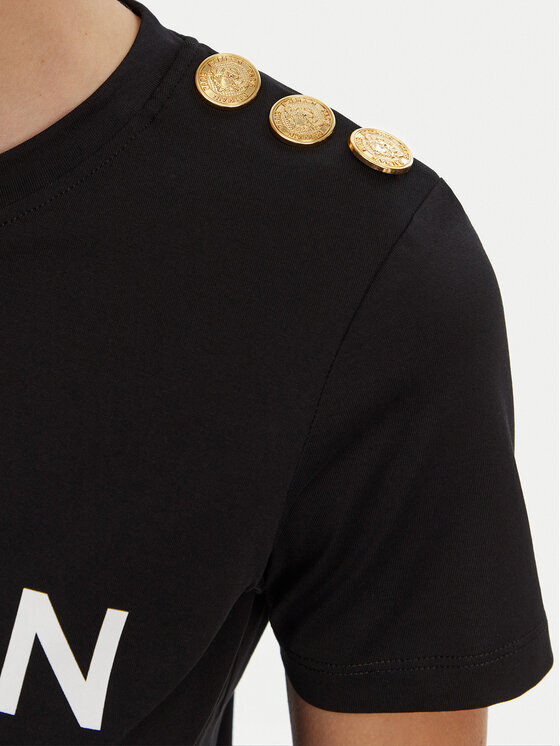 Balmain Balmain Marškinėliai BF1EF005BB02 Juoda Regular Fit