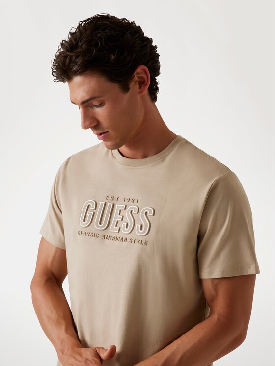 Guess Guess T-Shirt 177041 Beżowy Classic Fit