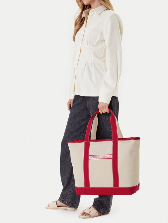 Tommy Hilfiger Tommy Hilfiger Torbica Th Summer Canvas Tote AW0AW17421 Bež