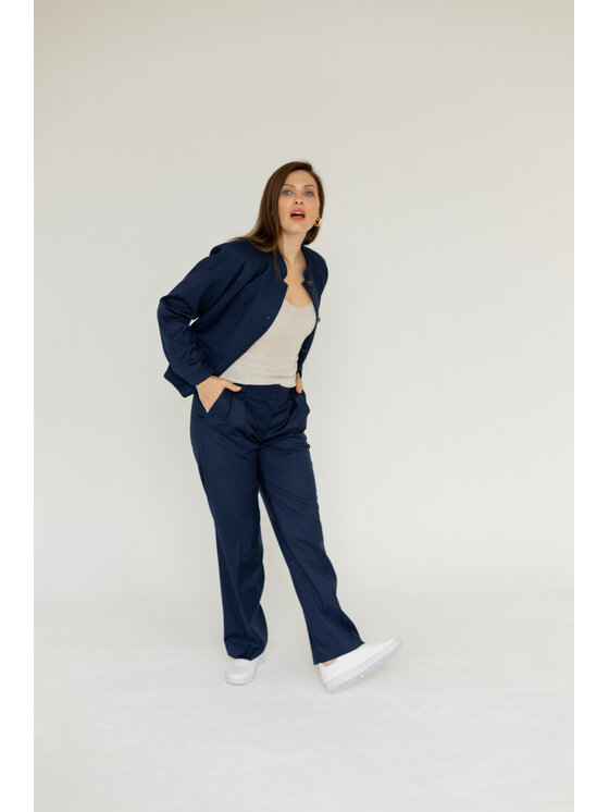 Entelier Entelier Marynarka Rękaw raglan Granatowy Modern Relaxed Fit