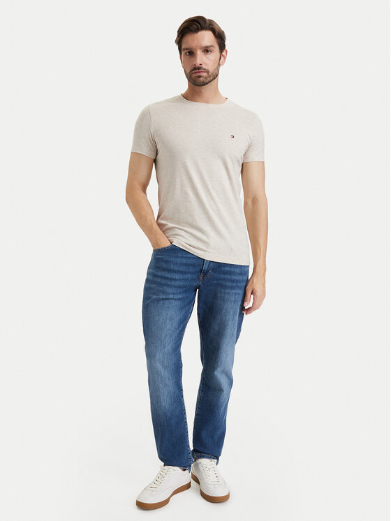 Tommy Hilfiger Tommy Hilfiger T-Shirt MW0MW10800 Kremowy Slim Fit