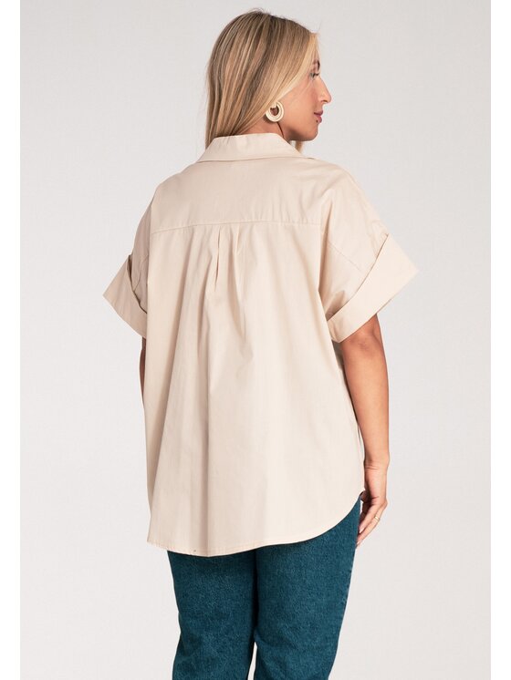 FIGL FIGL Koszula M1226 Beżowy Loose Fit
