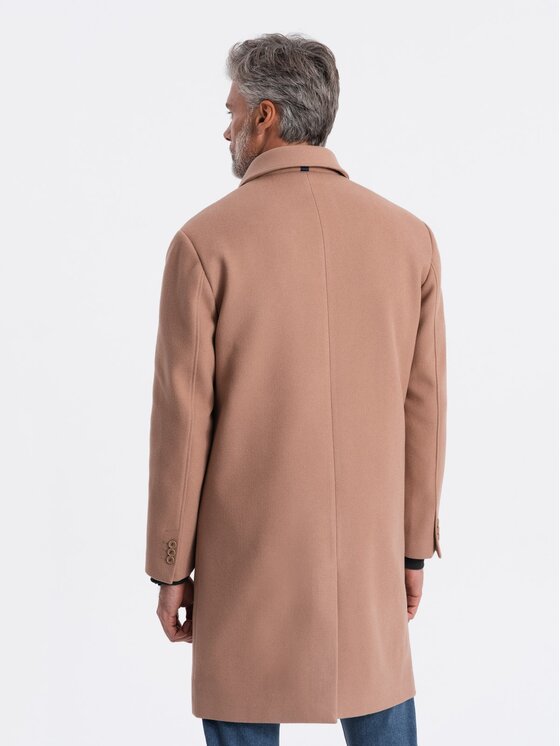 Ombre Ombre Płaszcz OM-COWC-0106 Brązowy Regular Fit
