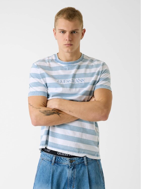 Guess Jeans Guess Jeans T-Shirt 181950 Modrá Classic Fit