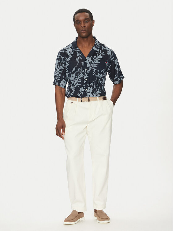 Tommy Hilfiger Tommy Hilfiger Hemd Bowling Shirt Print UM0UM03227 Dunkelblau Regular Fit