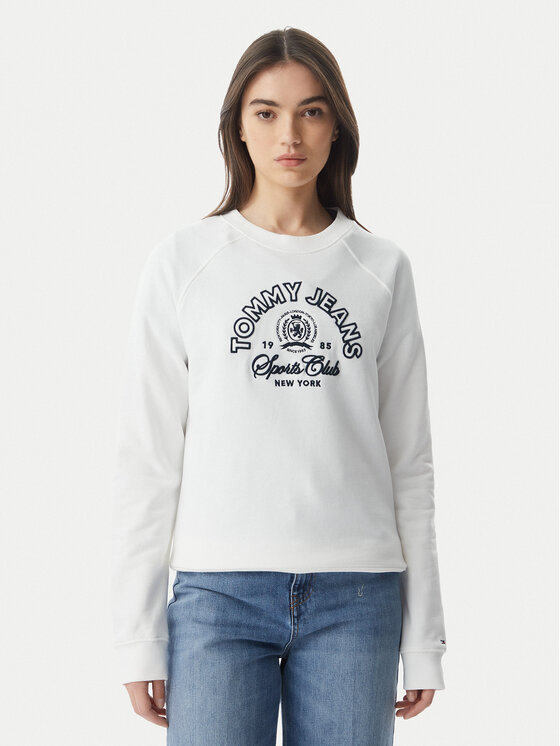 Tommy Jeans Pulóver Heritage Logo DW0DW22821 Fehér Regular Fit