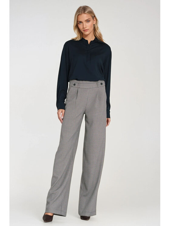 NIFE NIFE Kalhoty z materiálu SD125 Šedá Wide Leg