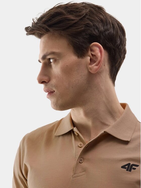 4F 4F Polo 4FWSS26TPTSM0948-83S Brązowy Regular Fit
