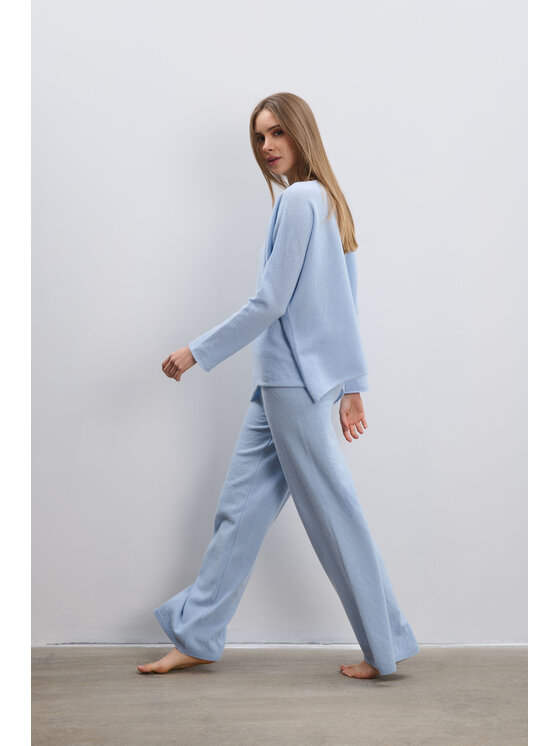 Fobya Fobya Komplet bluzka i spodnie F2108 Niebieski Basic Fit