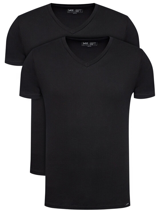Lee Lee Komplet 2 t-shirtów Twin Pack L62ECM01 Czarny Fitted Fit