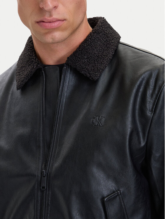 Calvin Klein Jeans Calvin Klein Jeans Μπουφάν από απομίμηση δέρματος LV04RH402G Μαύρο Regular Fit