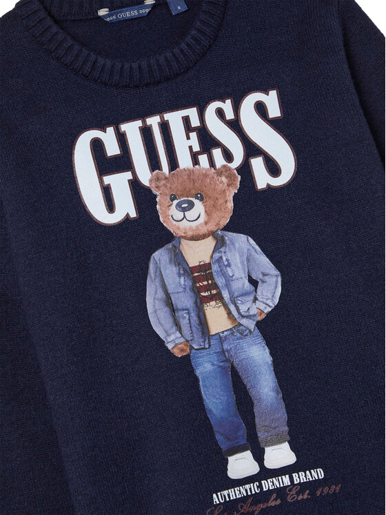 Guess Guess Svetr L6RR04 Z2ZK2 Tmavomodrá Regular Fit