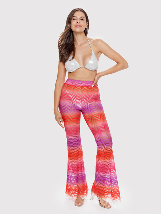 Dress Point Dress Point Spodnie materiałowe Crispy Stories Trousers Flamingo Różowy Flared Leg