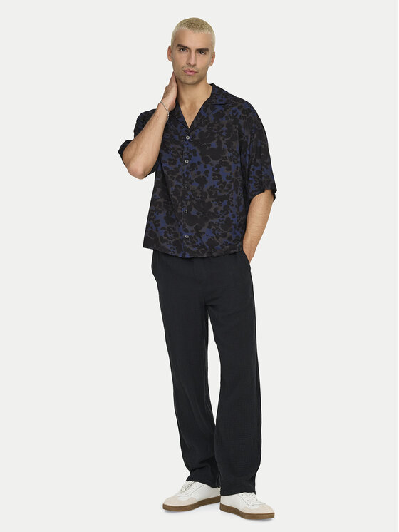 Only & Sons Only & Sons Koszula Harris 22032732 Granatowy Relaxed Fit