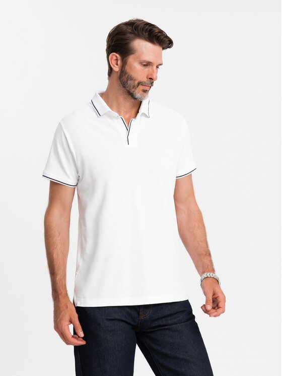 Ombre Ombre Polokošile OM-POSS-0110 Bílá Regular Fit