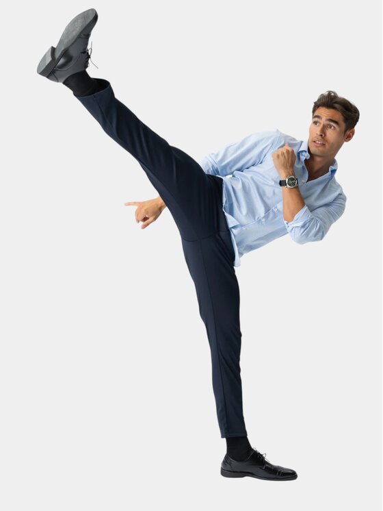 TeeShoppen TeeShoppen Spodnie garniturowe 'Perform Collection' Granatowy Slim Fit