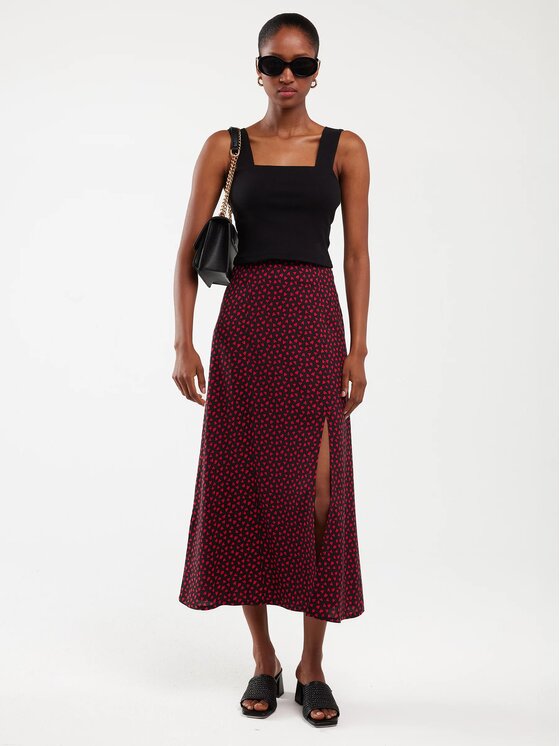 BIG STAR BIG STAR Spódnica midi DELUNI_906_120 Czarny Classic Fit