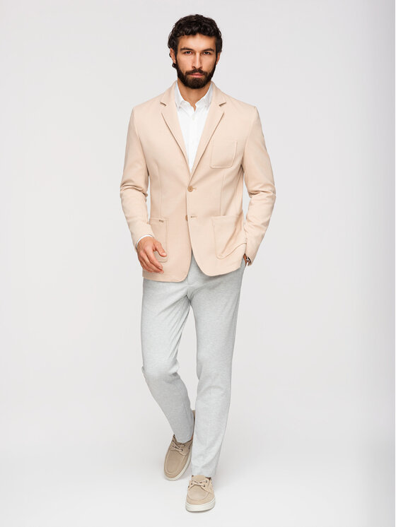 Ombre Ombre Marynarka M165 Beżowy Slim Fit