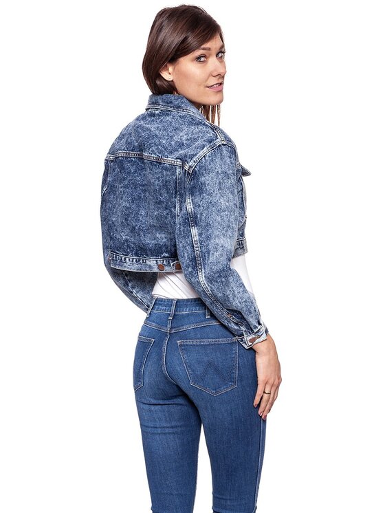 Wrangler Wrangler Kurtka damska CROPPED JACKET Niebieski Regular Fit