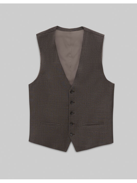 Borgio Borgio Kamizelka garniturowa Pertosa Brązowy Slim Fit