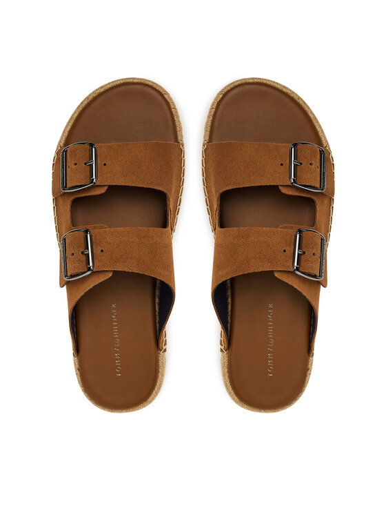 Tommy Hilfiger Tommy Hilfiger Espadrile Flex Jutte Hilfiger Suede Sandal FM0FM05503 Rjava