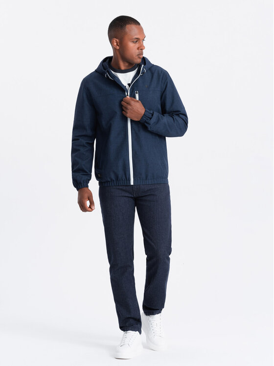 Ombre Ombre Kurtka przejściowa OM-JANP-0136 Granatowy Regular Fit