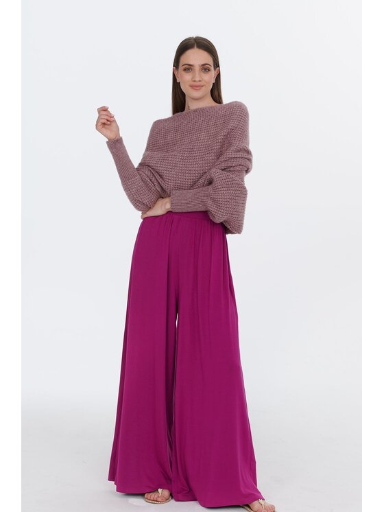 NAOKO NAOKO Kalhoty z materiálu Viva Magenta Růžová Regular Fit