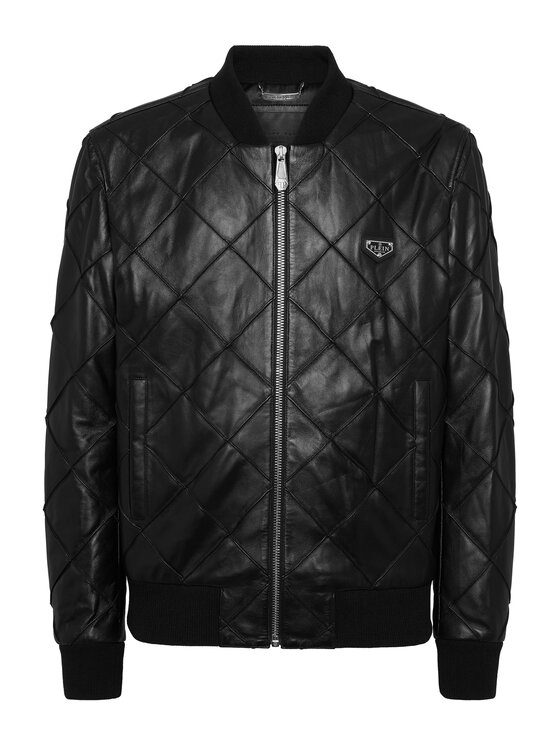 PHILIPP PLEIN PHILIPP PLEIN Kurtka skórzana 9483 Czarny Regular Fit