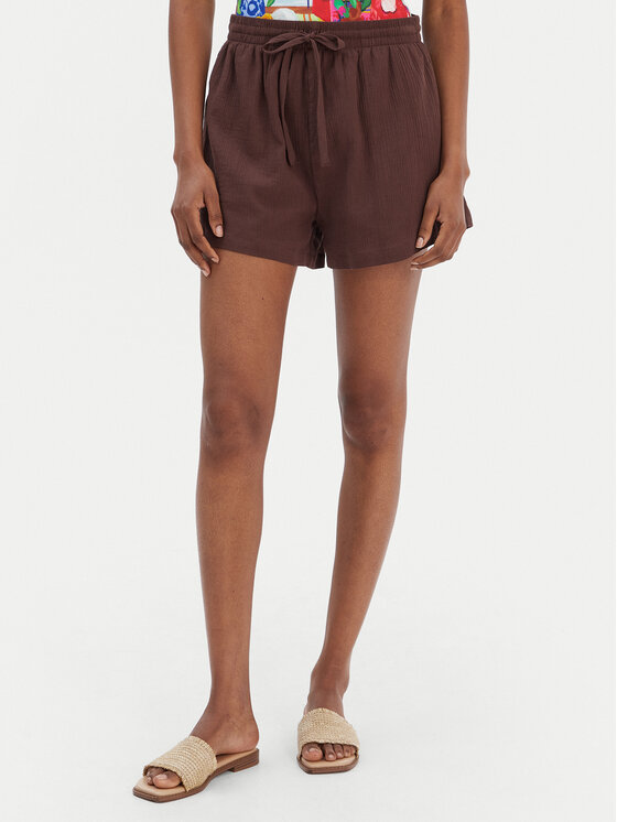 Seafolly Seafolly Bavlnené šortky Crinkle 55429-SH Hnedá Regular Fit