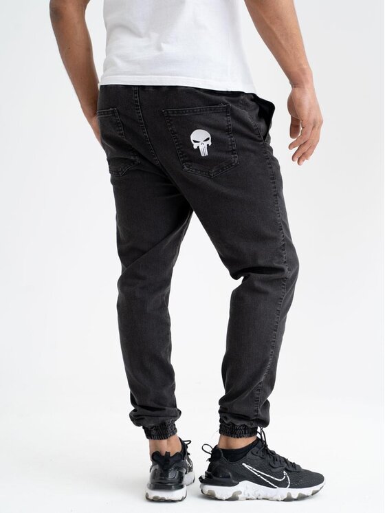Marvel Marvel Joggery Punisher marmurkowe acid sprane na gumce 103672 Czarny Regular Fit