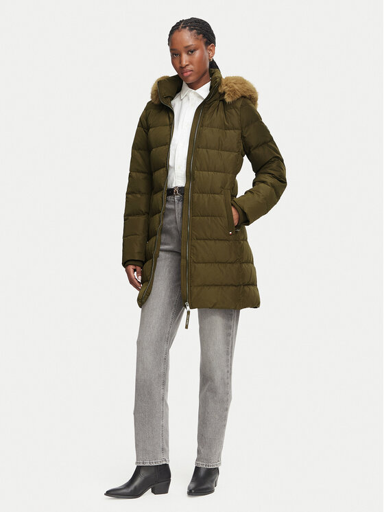 Tommy Hilfiger Tommy Hilfiger Kurtka zimowa Heritage Tyra  WW0WW51563 Zielony ciemny Slim Fit