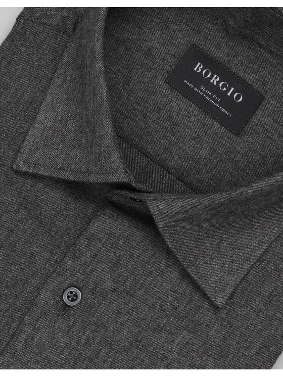 Borgio Borgio Koszula flumeri 00513 Szary Slim Fit