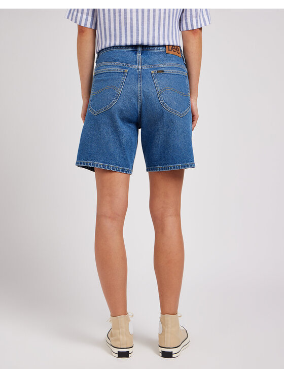 Lee Lee Szorty jeansowe RIDER Niebieski Loose Fit