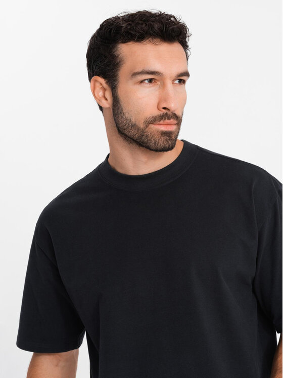 Ombre Ombre T-Shirt OM-TSBC-0234 Czarny Loose Fit
