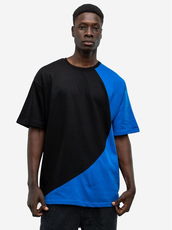 Good Luck Good Luck T-Shirt Koszulka Męska Z Krótkim Rękawem Oversize Czarna / Niebieska GOOD LUCK Loopy L Czarny Regular Fit