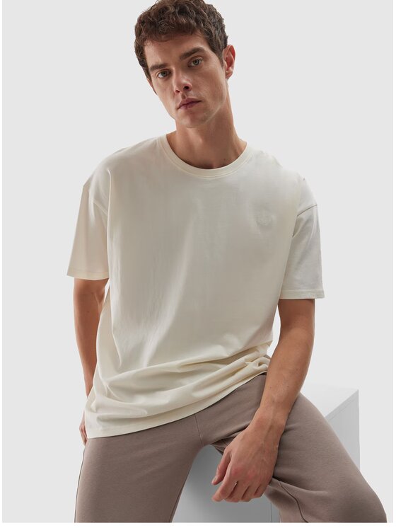4F 4F T-Shirt 4FWAW24TTSHU1657 Beżowy Oversize