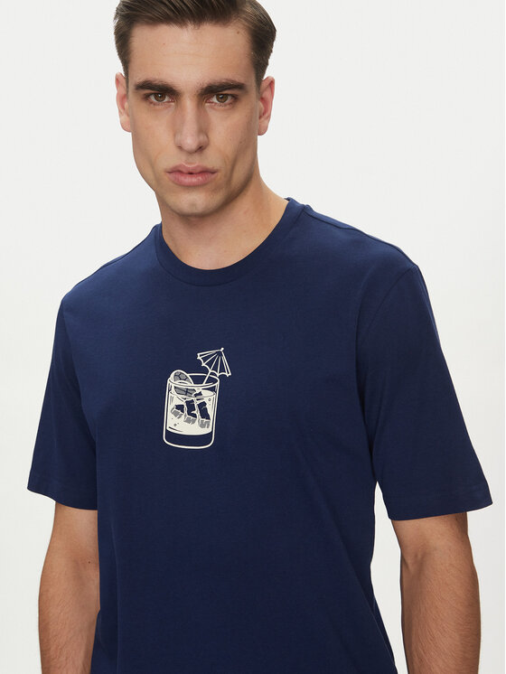 adidas adidas Tricou Lounge Drink Graphic JJ4014 Bleumarin Regular Fit