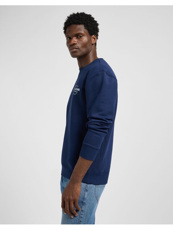 Lee Lee Bluzka SMALL LOGO CREW SWS Niebieski Regular Fit