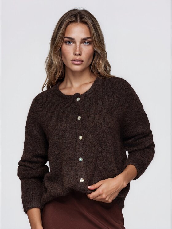 Ombre Ombre Kardigan OW-SW-E0044 Hnědá Relaxed Fit