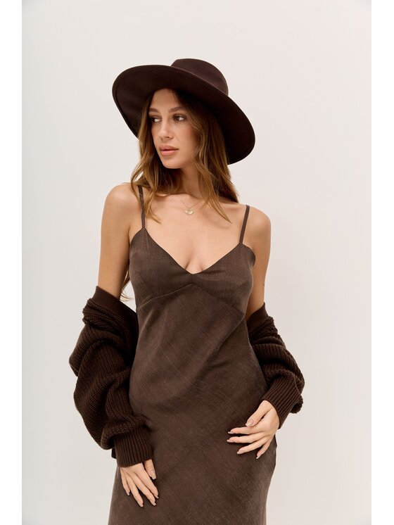 Hottie Hot Hottie Hot Abito da cocktail MARGO cupro Marrone Slim Fit