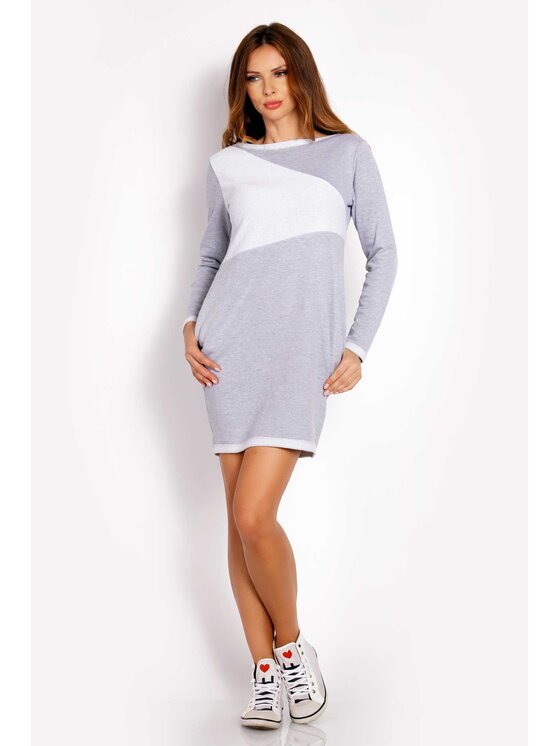 Awama Awama Úpletové šaty L020 Šedá Basic Fit