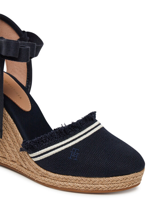 Tommy Hilfiger Tommy Hilfiger Espadrile Fringe Canvas High Wedge FW0FW08878 Bleumarin