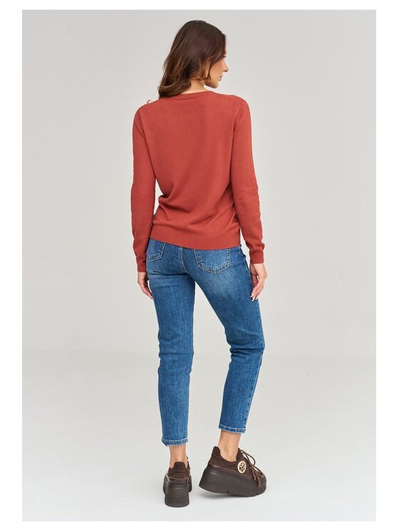 Makadamia Makadamia Sweter C105 Pomarańczowy Loose Fit