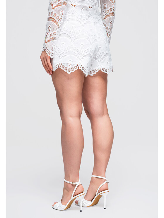 Ombre Ombre Szorty materiałowe OW-ST-E0001 Biały Relaxed Fit