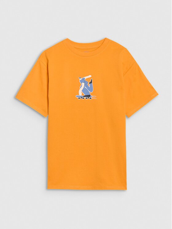 4F 4F Tričko 4FJRSS25TTSHM2641-70S Oranžová Oversize