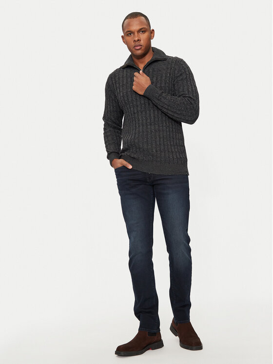 INDICODE INDICODE Пуловер Rufus 35-026 Сив Regular Fit
