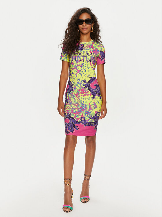 Versace Jeans Couture Versace Jeans Couture Sukienka codzienna 76HAO9P9 Żółty Regular Fit