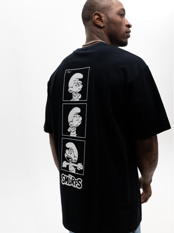 Smerfy Smerfy T-Shirt Szeroka Luźna Gargamel 127668 Czarny Oversize