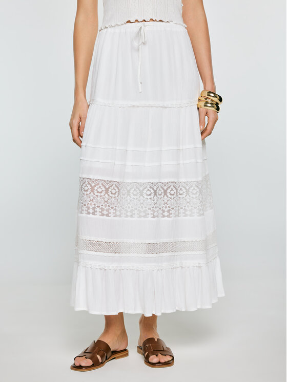 BIG STAR BIG STAR Spódnica maxi BOHI Biały Basic Fit