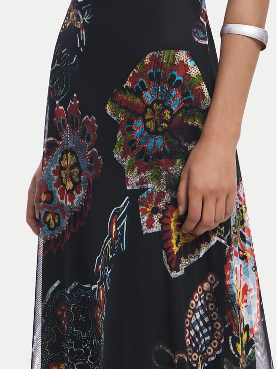 Desigual Desigual Haljina za svaki dan Paisley 25SWVK32 Crna Regular Fit